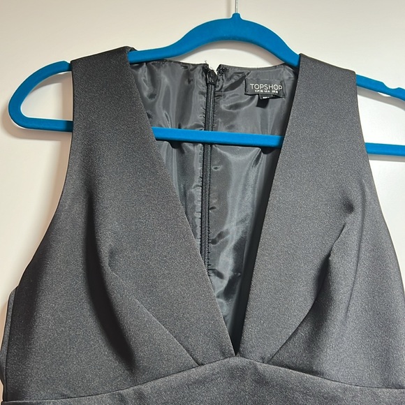 Topshop Satin Deep Plunge Neck Romper BLACK - Picture 5 of 10